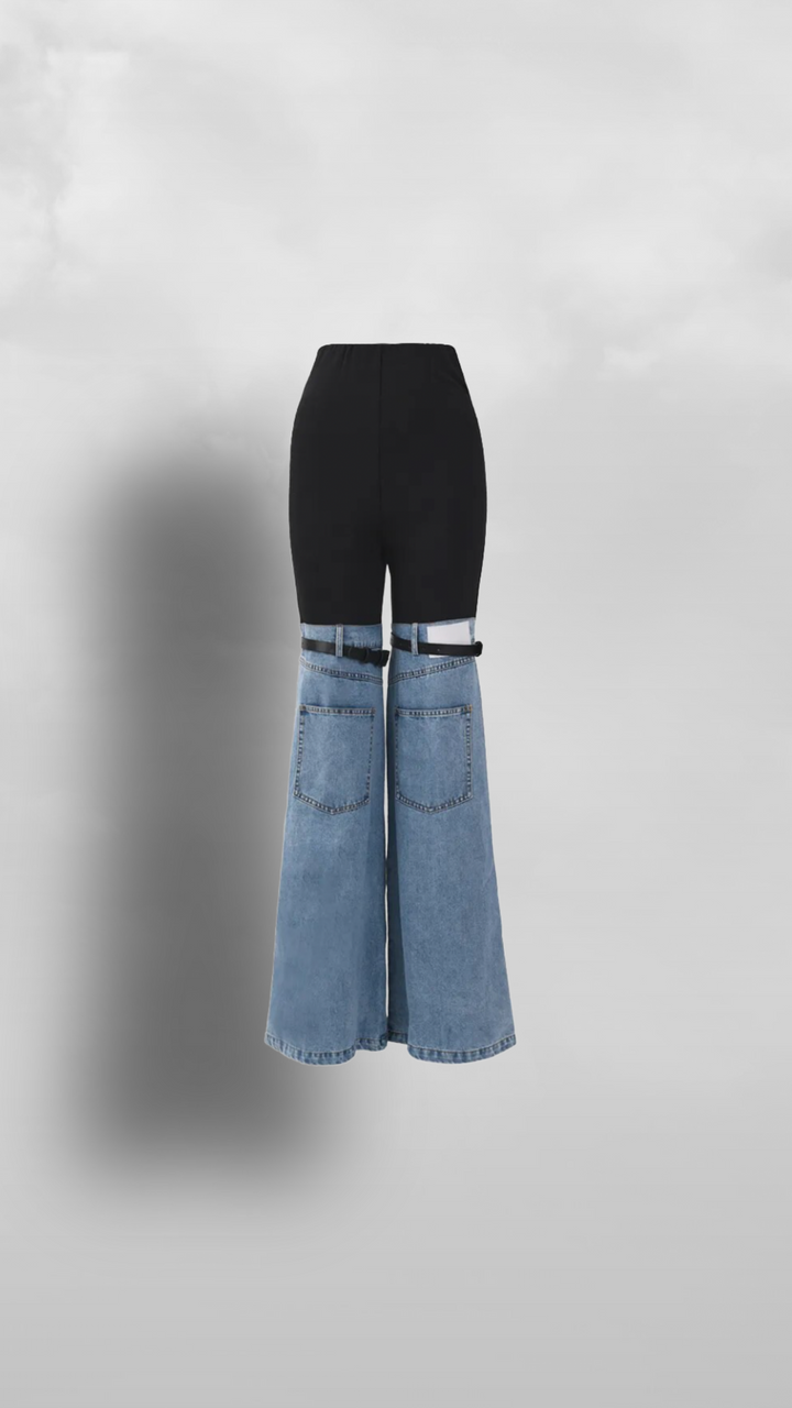 "Antigua" Black and Neutral Jean Pants - Afro Soca Love Supply