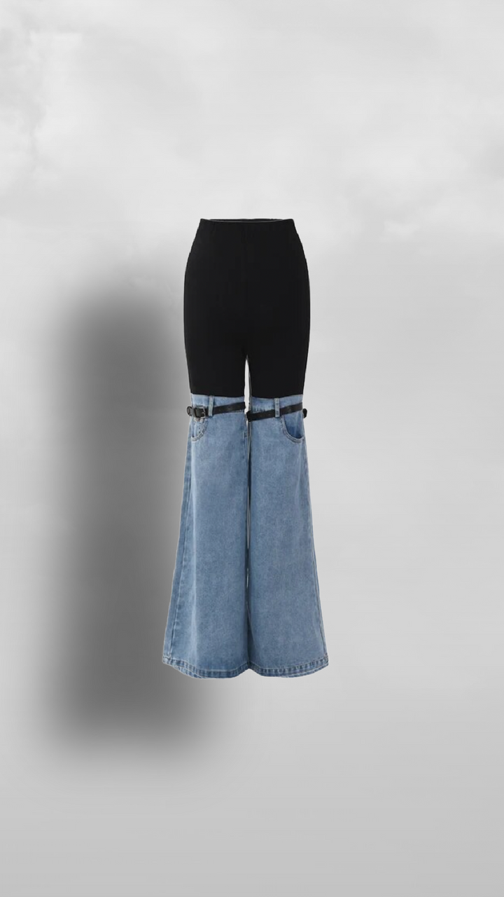 "Antigua" Black and Neutral Jean Pants - Afro Soca Love Supply