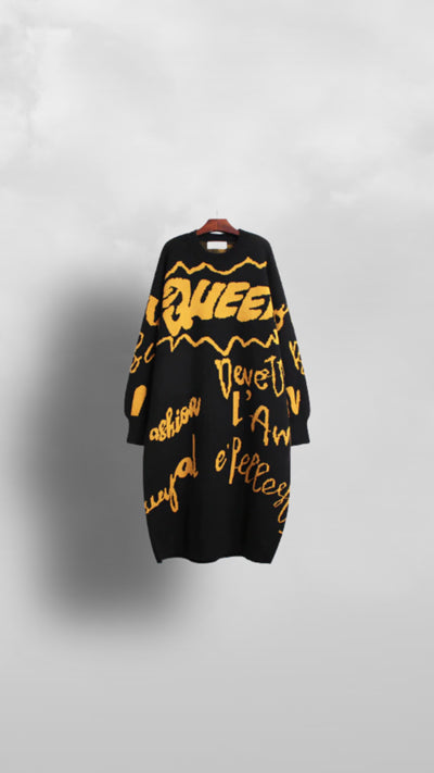 "Rohi" Black & Yellow Knitted Dress - Afro Soca Love Supply