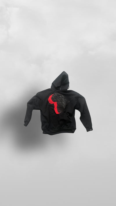 "Oṣupa" Moonlight Black Ankara On Red Africa Hoodie - Afro Soca Love Supply