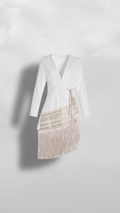 "Uzuri" White On Natural Blazer - Afro Soca Love Supply