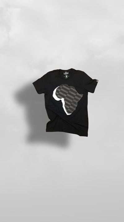 "Oṣupa" Moonlight Black Ankara On White Silk Africa Tee - Afro Soca Love Supply