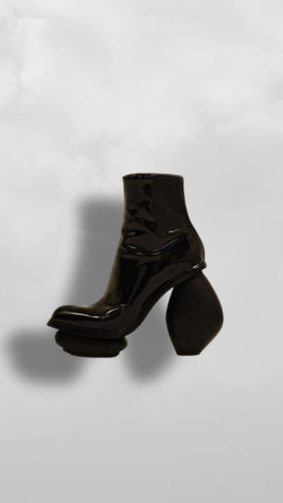 "Janga" Black Leather Obscure Elegant Mid Heels - 35 Afro Soca Love Supply