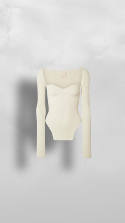 "Opuri" White Knitted Long Sleeve Sweater - Afro Soca Love Supply