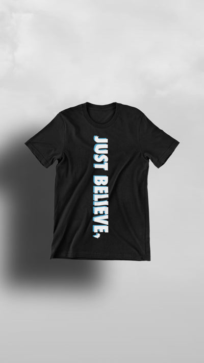 "Dreamers" Black & Baby Blue Just Believe Tee - Afro Soca Love Supply