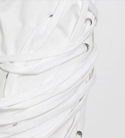 "Ominira" White on White Laced Up Pants - Afro Soca Love Supply