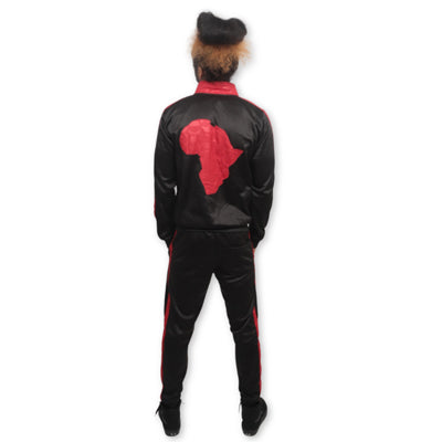 "Omiran" African Giant Red Tape Tracksuit - Afro Soca Love Supply