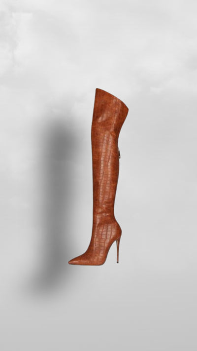 "Nakupenda" Brown Leather Elegant Long Heels - Afro Soca Love Supply