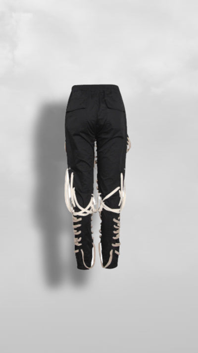 "Ominira" Black and Neutral Laced Up Pants - Afro Soca Love Supply