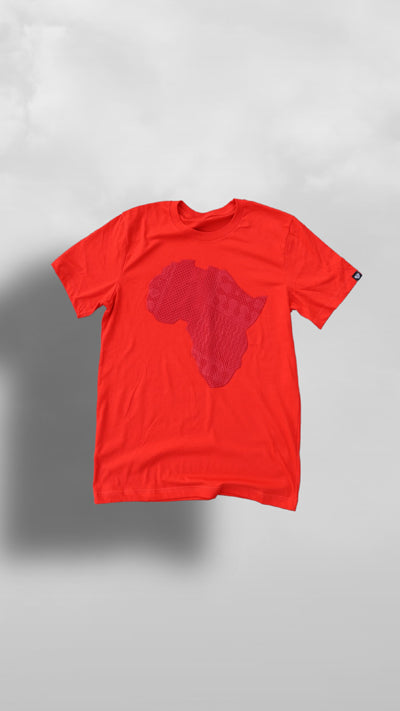 "Akwaaba" Red & Red Ankara Africa Tee - Afro Soca Love Supply