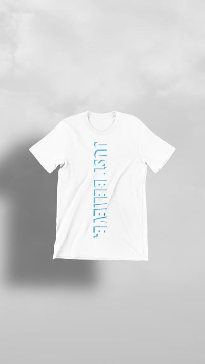 "Dreamers" White & Baby Blue Just Believe Tee - Afro Soca Love Supply