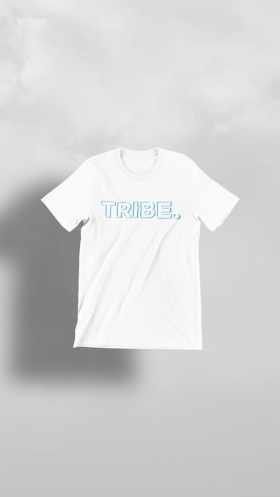 "Dreamers" White & Baby Blue Tribe Tee - Afro Soca Love Supply